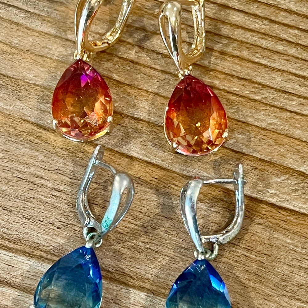 NWT Ombre Teardrop Earring Set • Sunset & Ocean Blue • Lightweight Boho Drops
